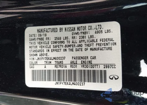 2020 Infiniti Q60 Red Sport 400 z USA, uszkodzony, nr VIN JN1FV7EK4LM400237